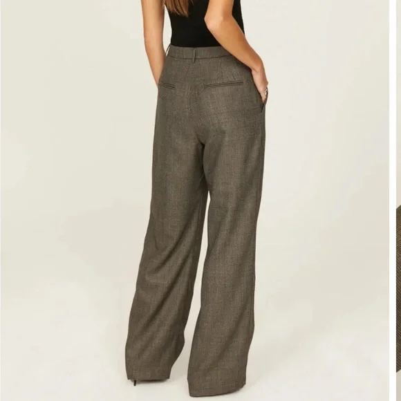 Reformation Brown Plaid Wide-Leg Pants - Picture 4 of 7